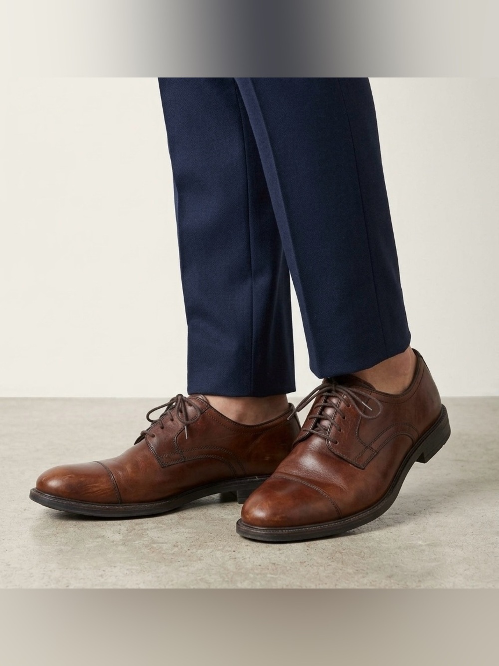Johnston Murphy Mens 8.5 M Brown Leather Cap Toe Oxford Dress Shoes Waterproof